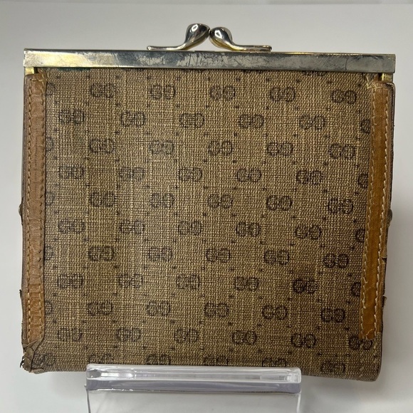 🤎GUCCI Vintage Interlocking G Micro GG Logo Canvas/Leather Bifold Wallet🤎 - Picture 2 of 15